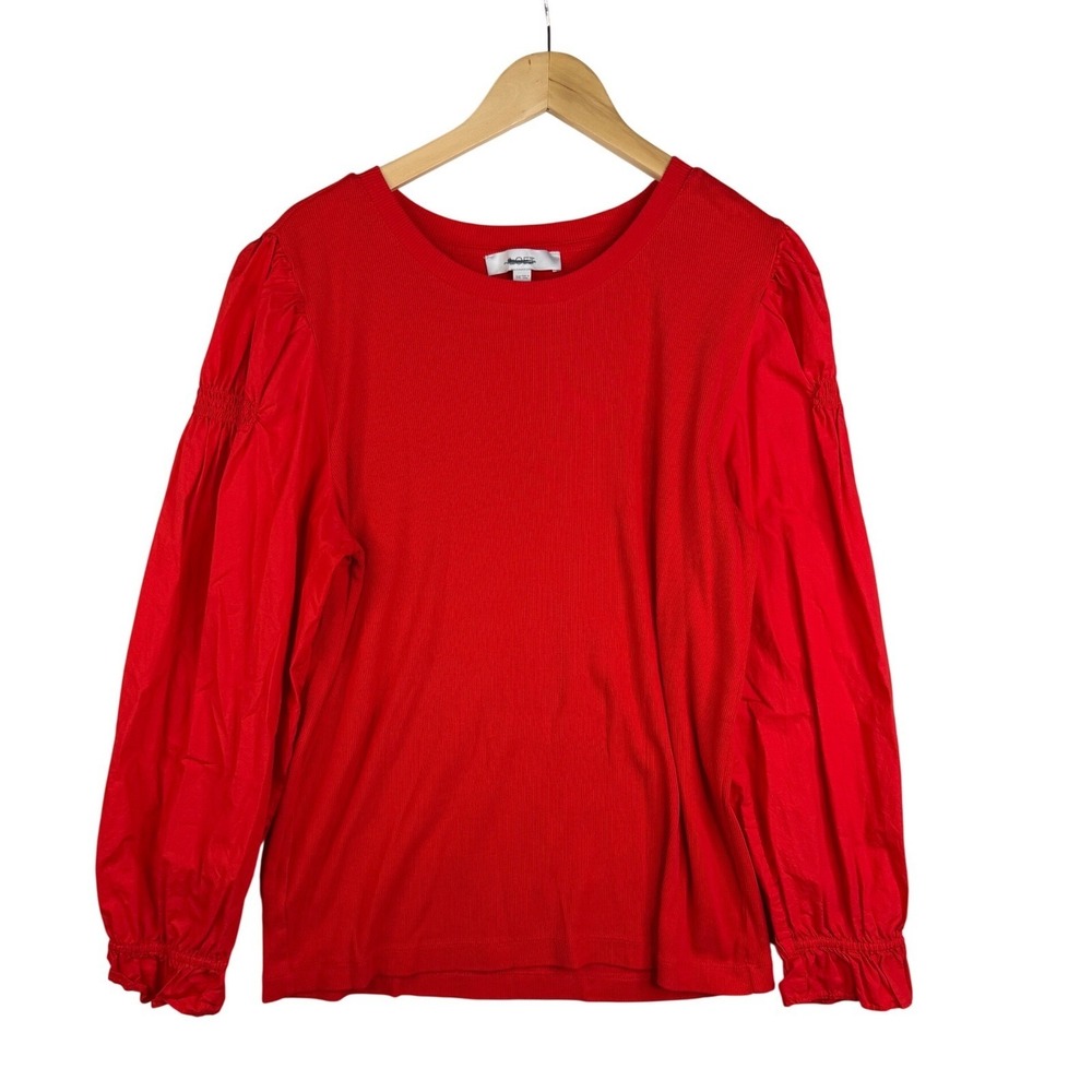 Loft Ribbed Long Sleeve Blouse size XXL Red